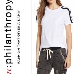 N:philanthropy kenya stripe shoulder tee white